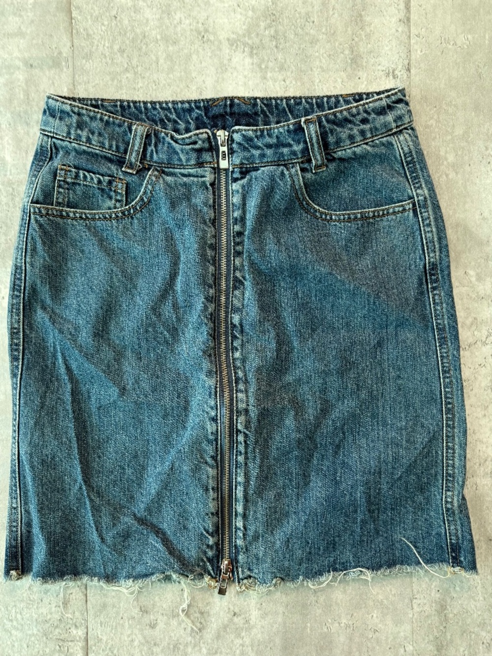 FOR THE Republic Denim Skirt Blue Solid Lightweight Full Zip Women Size 6/27